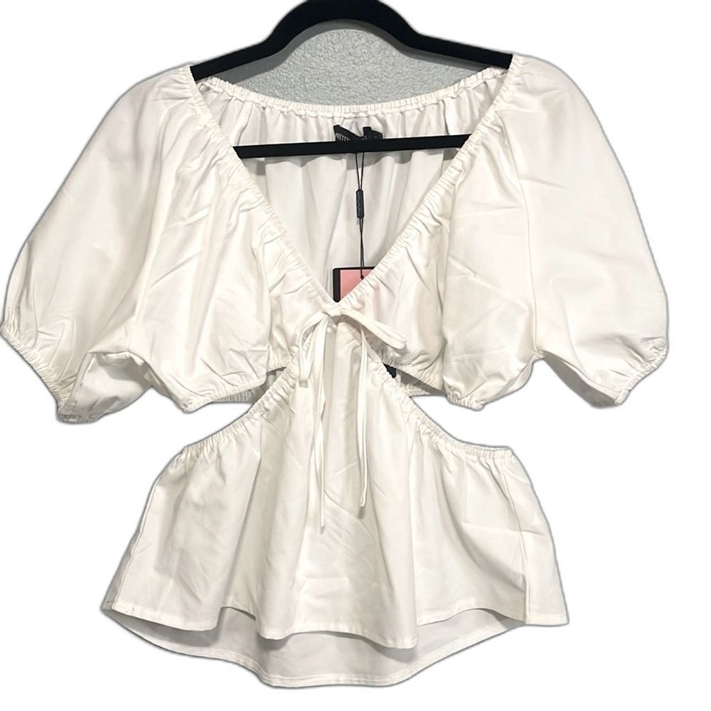 White cutout blouse by Pretty Little Things